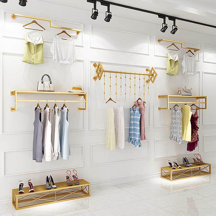 简约服装展示架上墙壁挂女装店铁艺货架展示架衣服架子挂衣架组合
