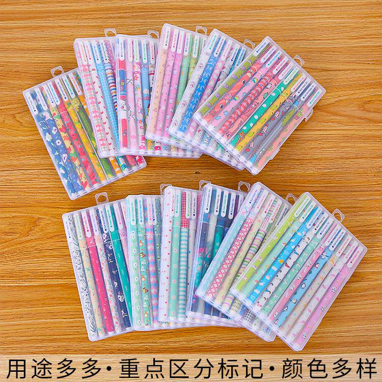 韩国文具彩色中性笔创意学习办公用品可爱水笔套装十色中性笔