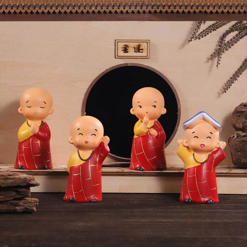 小和尚摆件 少林寺禅意和尚树脂工艺品创意禅意中式桌面摆件