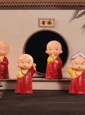 小和尚摆件 少林寺禅意和尚树脂工艺品创意禅意中式桌面摆件