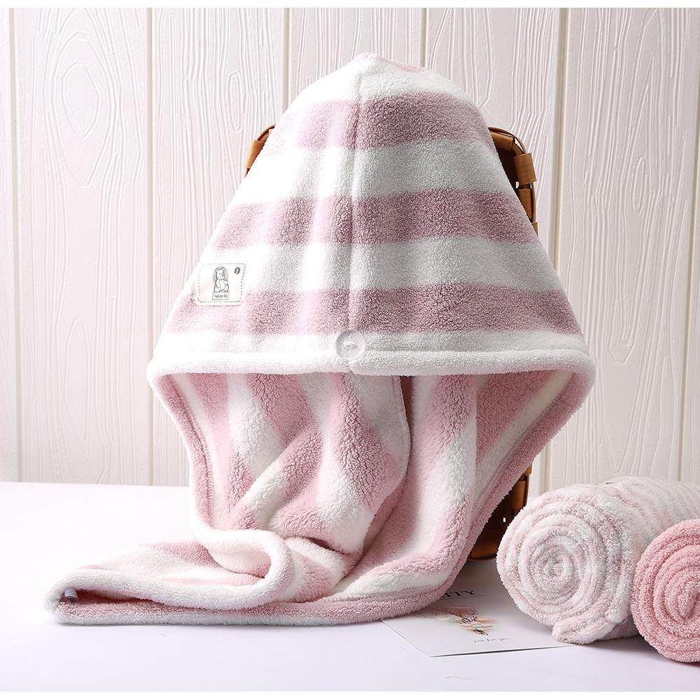 超细纤维 条纹 干发帽 可爱 免吹风 快干型 成人长发浴帽干发巾