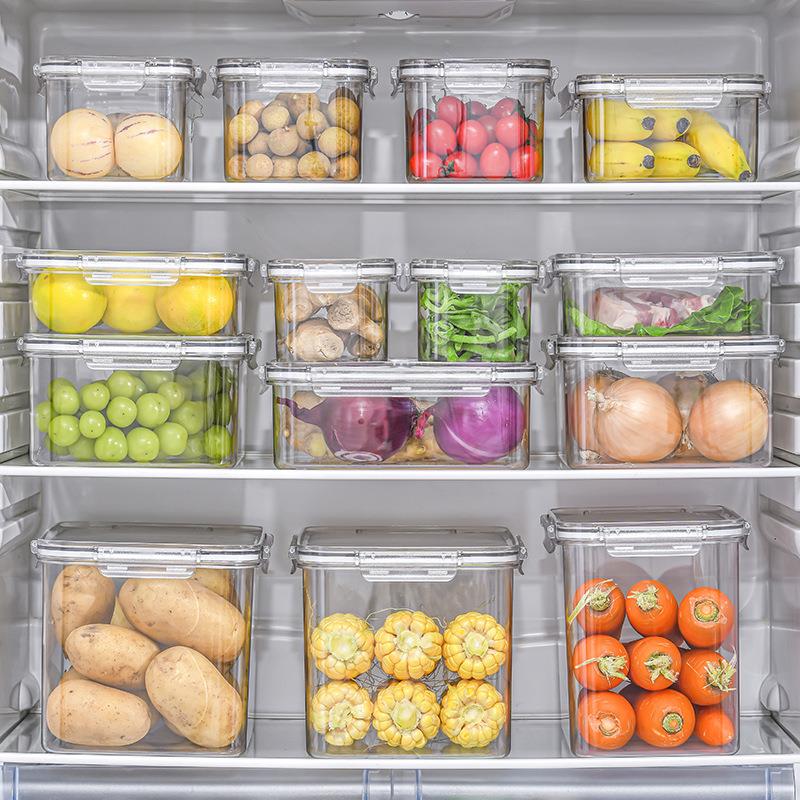 麦宝隆 PET塑料冷冻储物整理盒收纳密封罐冰箱水果蔬菜透明保鲜盒