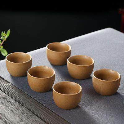 围炉煮茶手工柴烧茶杯复古土陶粗陶功夫茶斗笠个人喝茶主人杯套装