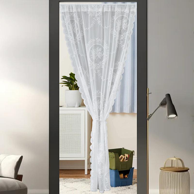 新款法式复古蕾丝门帘卧室装饰不透人窗纱免打孔隔断纱帘成品