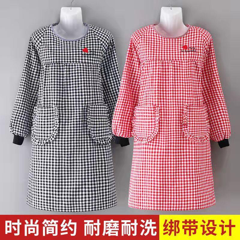 新款全棉围裙家用工厂用女厨房罩衣罩衣上班围腰防污时尚工作