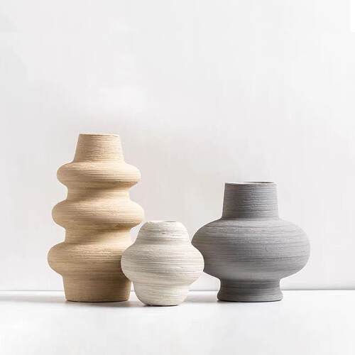 侘寂风陶瓷花瓶摆件 客厅干花插花电视柜装饰品现代创意花器