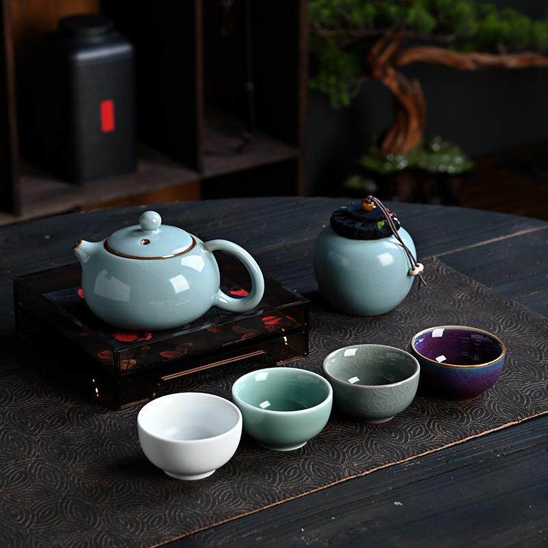 五大名窑茶具礼盒套装中式复古功夫茶器陶瓷礼品办公家用送礼茶盏
