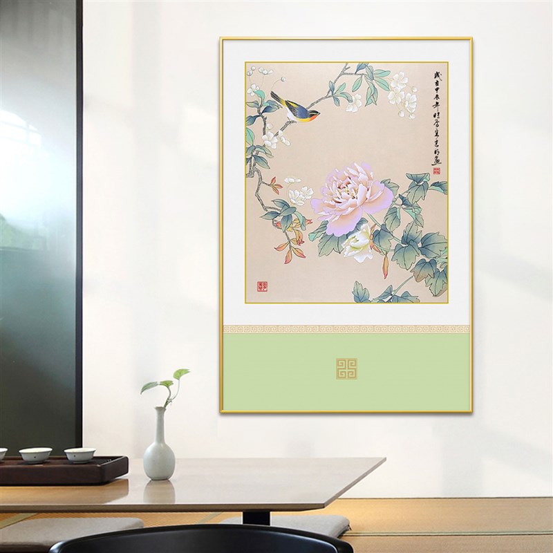 国色天香牡丹图餐厅客厅装饰画花开富贵茶室玄关花鸟图招财装饰画图片