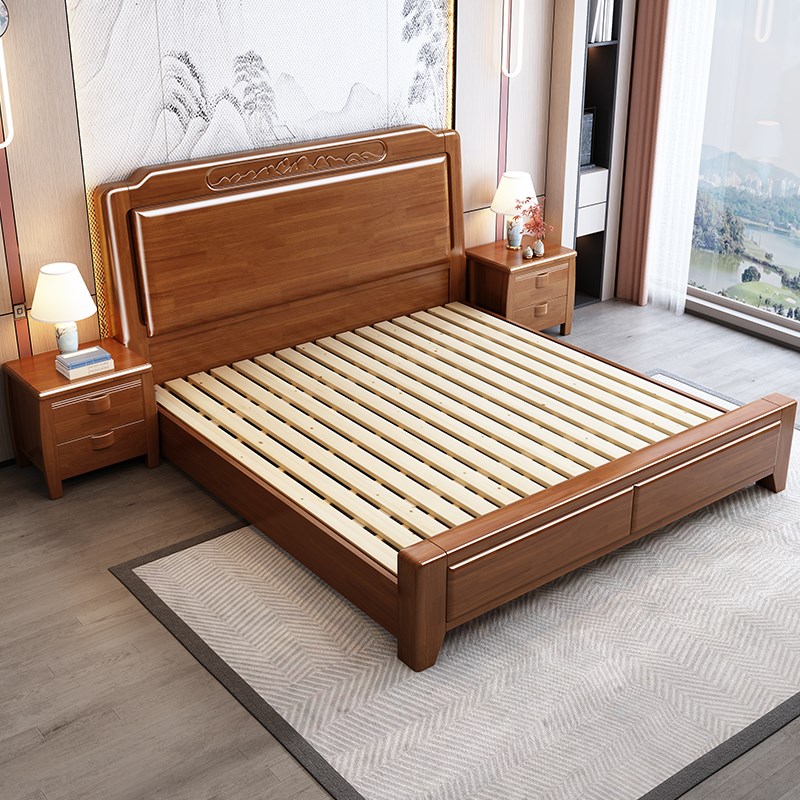2025年新款实木床1.8米双w人床主卧室大床榫卯结构1.5米床抽屉婚