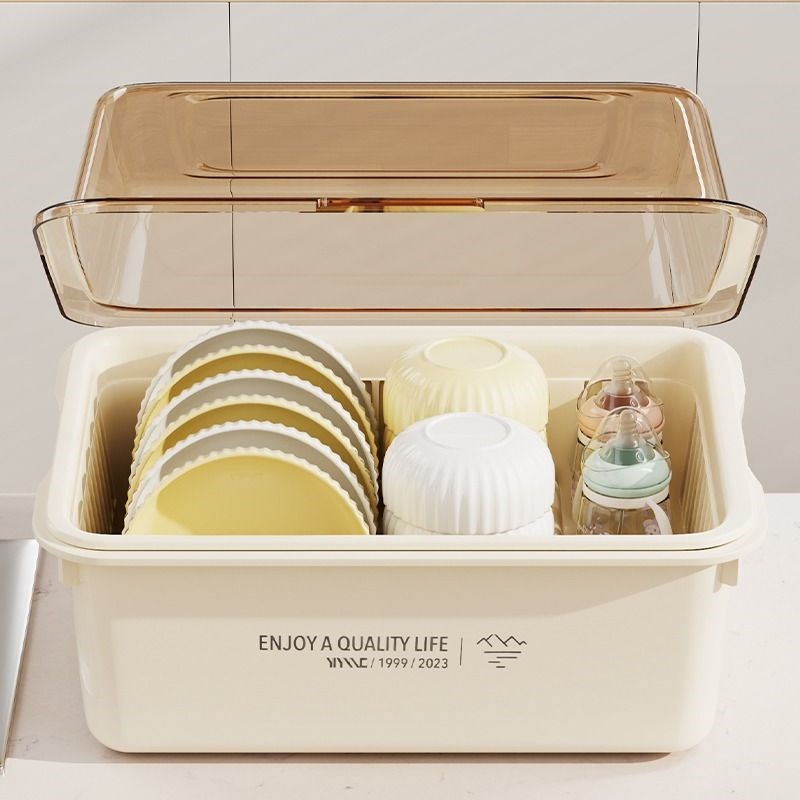 大容量碗架带盖碗筷收纳盒餐具碗B碟盖沥水架盘子置物架奶瓶收纳