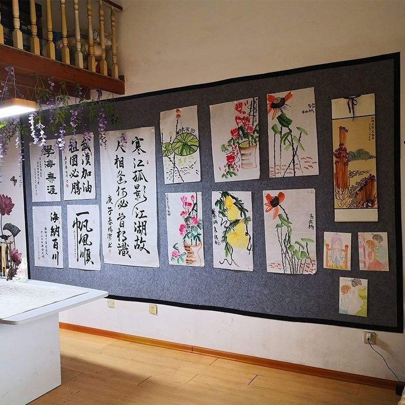 吸磁性铁皮书画毛毡墙贴自粘书法展示教学磁铁固S定国画展示墙纸