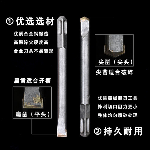 方柄四坑四槽g电锤冲击钻钻头合金凿铲墙王混泥土凿子墙壁布线开