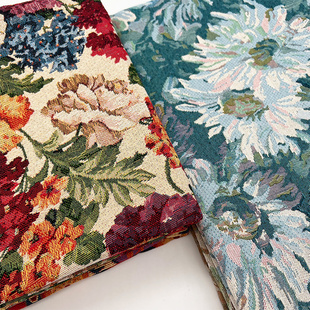 莫奈油画系列沙发盖布民族风提花布料野餐布O美式桌布窗帘面料布