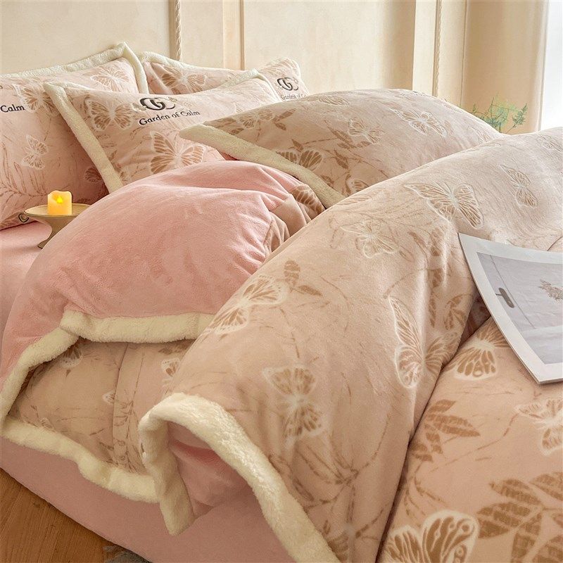 A类雕花绒刺绣4件套冬季加厚保暖双面被罩床单高端床上用品,床上用品,床品套件/四件套/多件套,淘宝优惠券,粉丝福利购,淘宝优惠卷