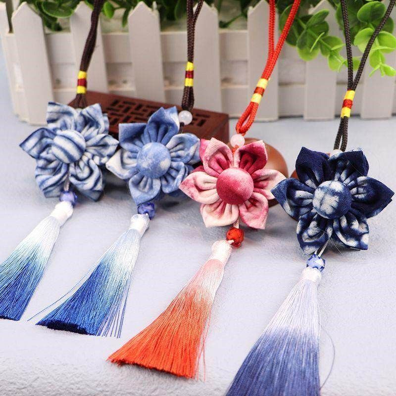 云南民族风丽江大理手工蓝染植物扎染太阳花布艺小花车挂包挂,特色手工艺,白族扎染,淘宝优惠券,粉丝福利购,淘宝优惠卷