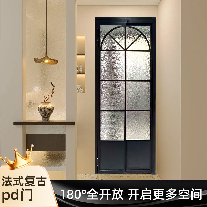 法式覆古pd门化妆室厨房三联动玻璃门pt门第三代老钢窗厕所折叠门