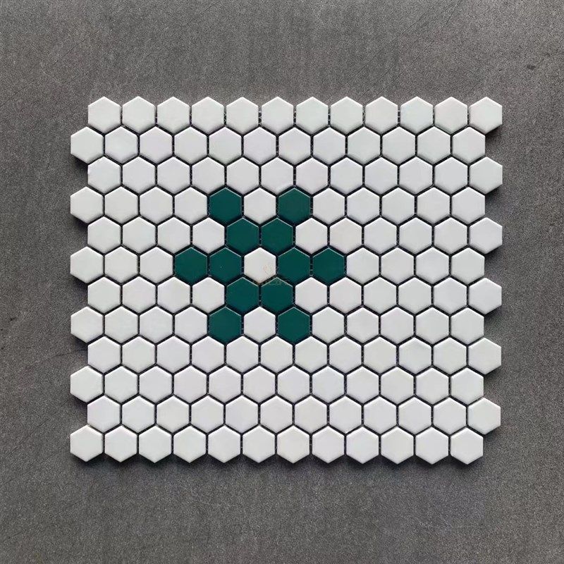 定制小六角拼花地砖背q景墙吧台柱子厨房卫生间阳台拼花陶瓷马赛