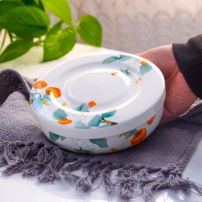 7英寸蒸蛋大号盖碗家用骨瓷保鲜C碗泡方便面带盖陶瓷瓷盖子窝盘