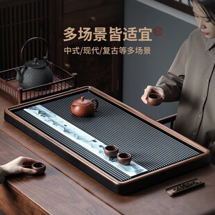 家用彩绘水墨办公室干泡N台茶海茶台实木茶托盘 电木茶盘2024新款