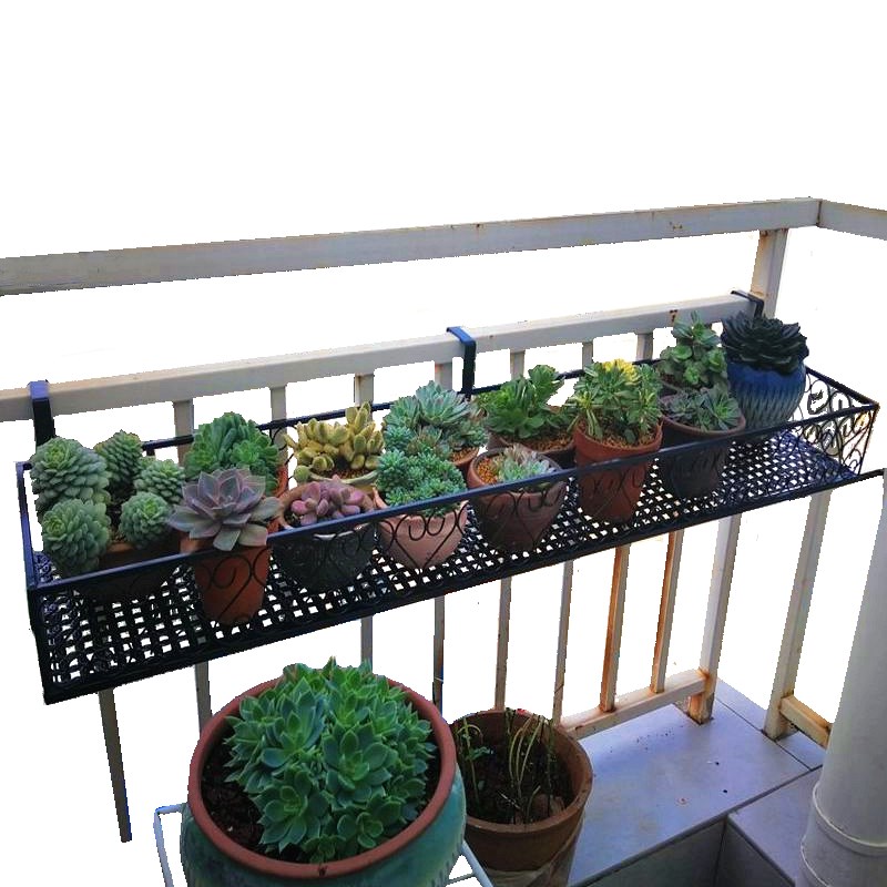 加宽阳台栏杆花架悬挂式多层欧式铁艺花盆架O窗台多肉绿萝架吊兰