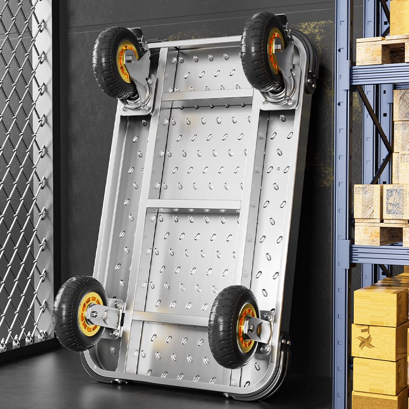 钢板小推车拉货平板车手推车搬运车家用拖车折叠R便携取快递小拉