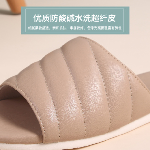 家居情侣皮e拖鞋 通 女夏天室内防滑防臭静音凉拖鞋 皮面居家用四季