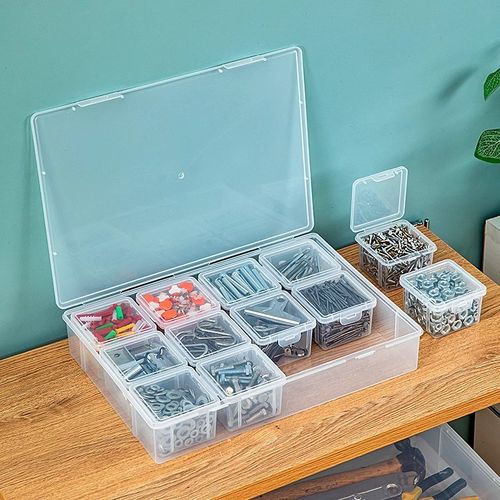 零件盒多格工f具箱透明小型配件螺丝五金分类分格加厚塑料收纳盒