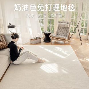 真防水免打理地毯客厅茶几法式 柏格 奶油风轻奢高级感卧室白月光