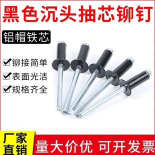 潢铁芯铆钉M2.4 铝铆钉抽芯沉头黑色圆头铆钉国标装 M6.4可定制