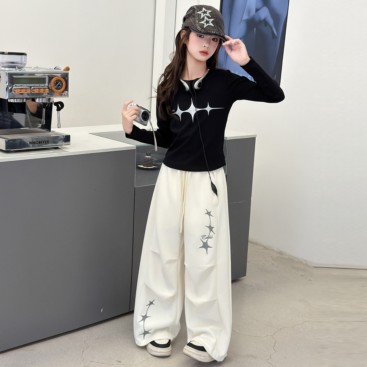 女童秋装韩范长袖T恤休闲裤套装2026新款女孩洋气上衣两件套儿童t