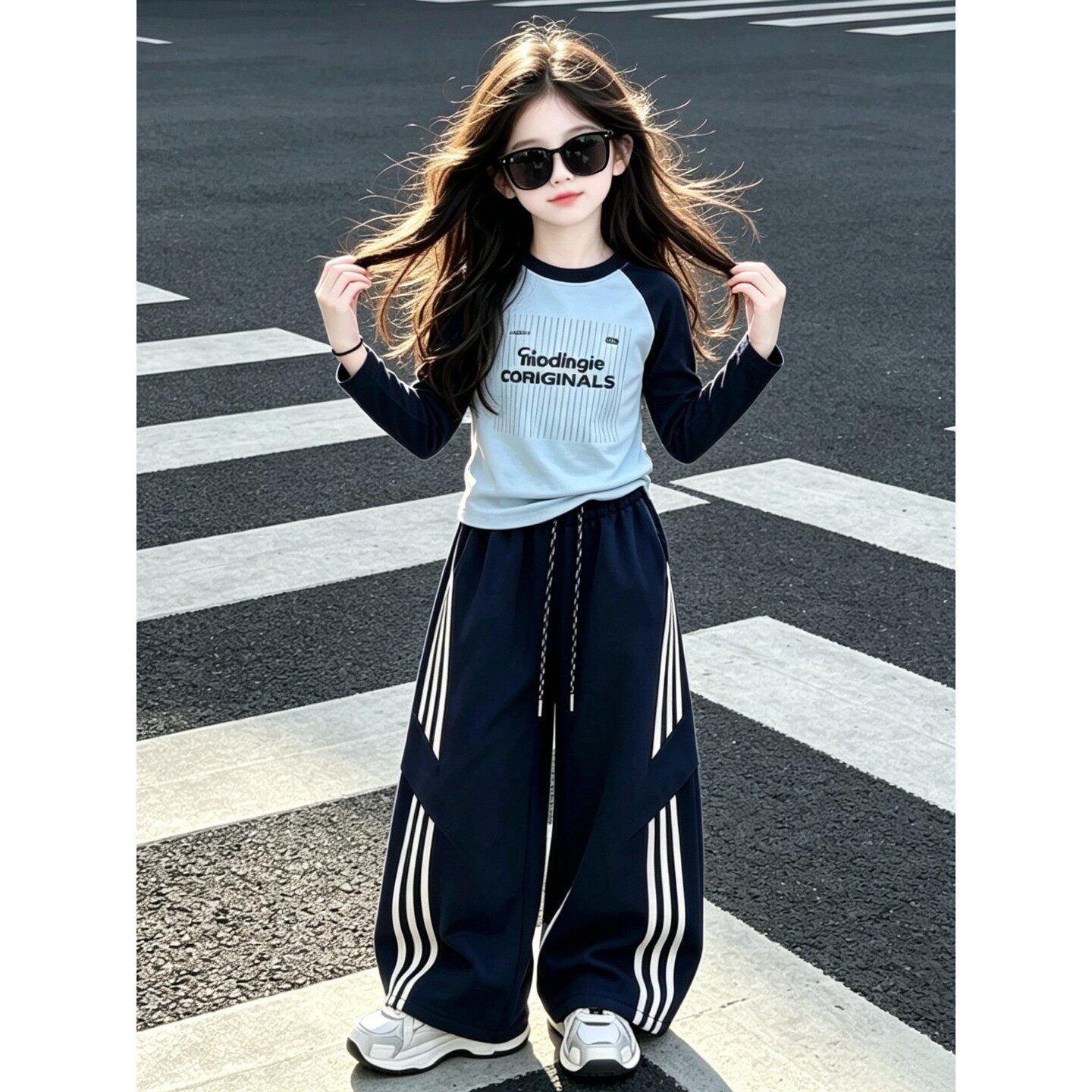 2026款女童装春秋季新款女大童初中生洋气卫衣儿童爵士舞运动套装