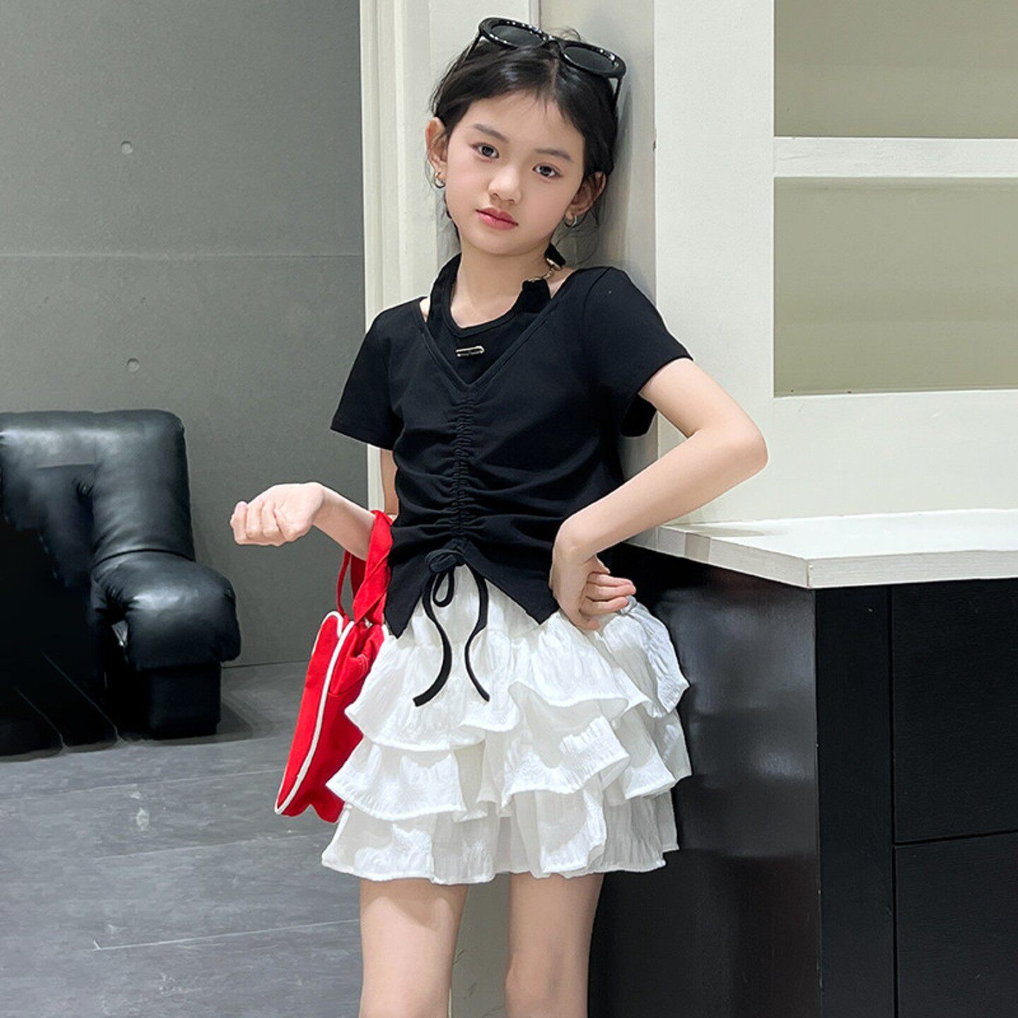 女童夏季短袖T恤短裤两件套新款