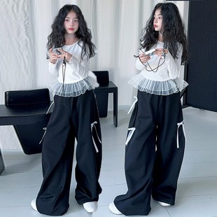 辣妹女童爵士舞套装 女大童裙边街舞服小女孩洋气走秀 儿童收腰新款