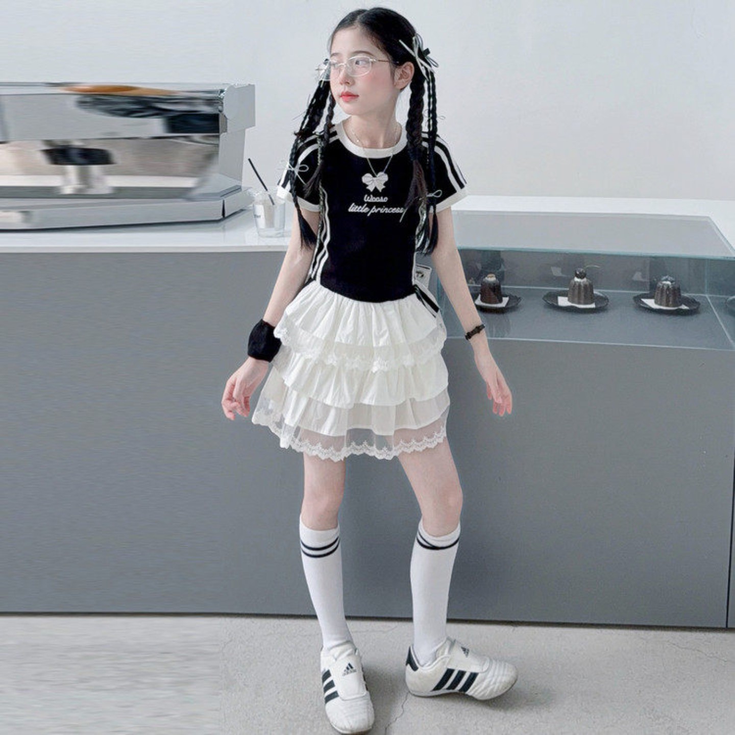女童夏季韩系甜美蕾丝两件套