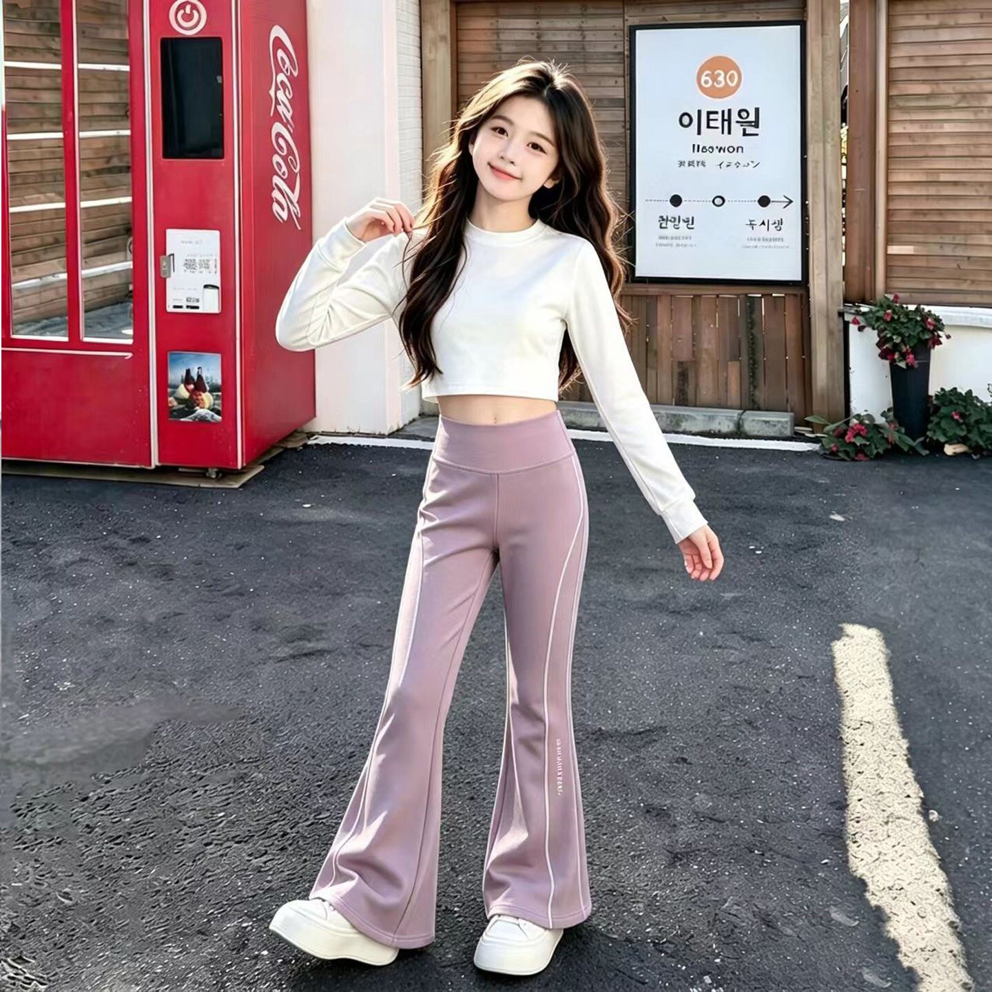 女童爵士舞形体训练服装瑜伽喇叭裤少儿拉丁舞蹈练功套装显瘦好看