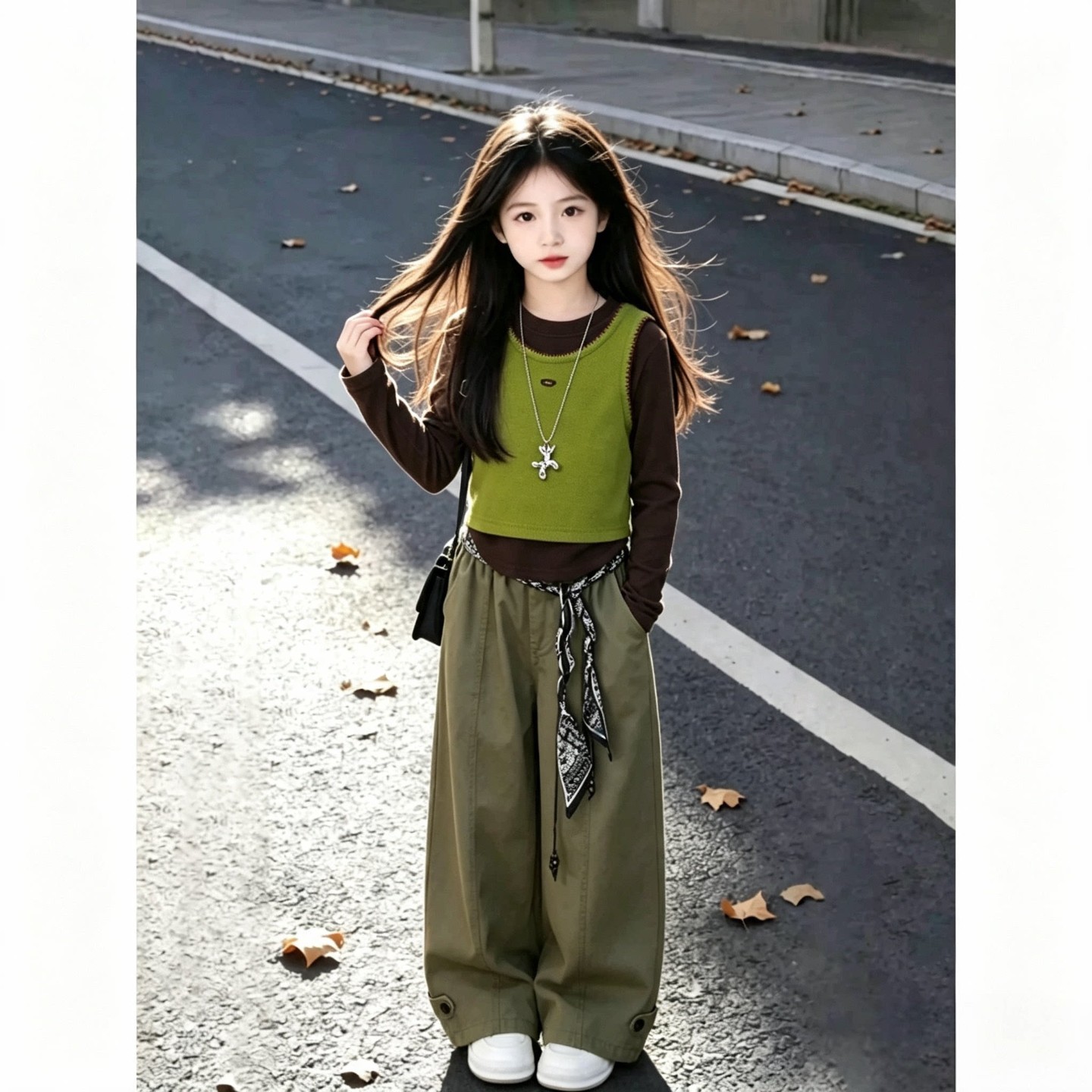 舞蹈服女童爵士舞服装秋装休闲套装2026新款韩版洋气三件套表演服