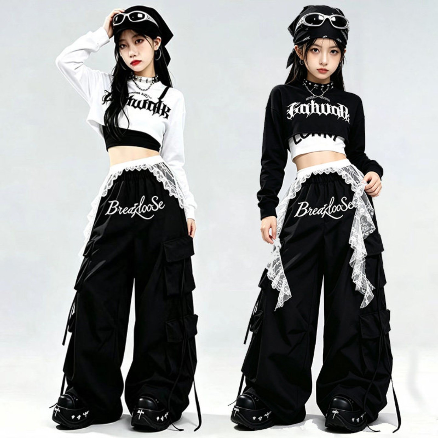 女童黑色jazz爵士舞服装儿童街舞演出服少儿走秀套装女孩上衣潮装