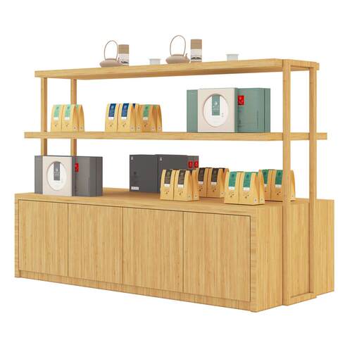 实木干货烟酒茶叶农产品海鲜食品展D示柜台商场货架便利店特产柜