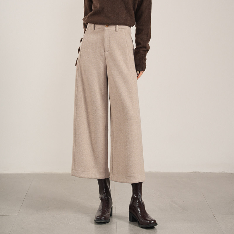 凌丹娜官方正品秋冬毛呢八分裤女士保暖垂感温柔燕麦色直筒靴裤,女装/女士精品,休闲裤,淘宝优惠券,粉丝福利购,淘宝优惠卷