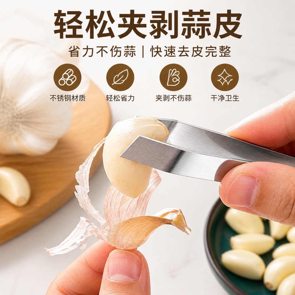 剥蒜器去皮扒蒜神器夹子不锈钢