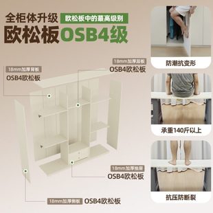 2025爆款 定制实木推拉门衣柜新款 卧室家用奶油白移门简约衣橱柜子