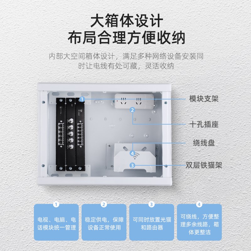 多媒体箱弱电箱家用m网络箱暗装入户信息箱光钎集线箱布线箱配电