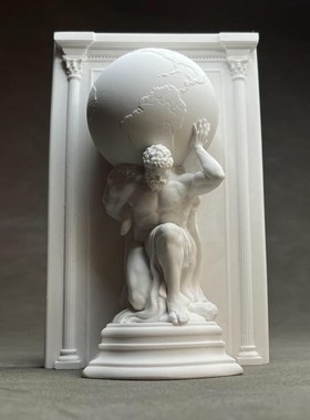 大力神举地球人物雕塑石膏像扩香石书架书靠艺术R桌面酒柜装饰摆