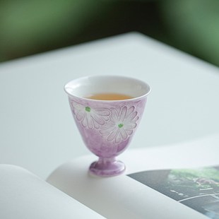 禾山居豆蔻紫家用陶瓷茶壶带球孔过滤泡茶L壶手绘雏菊茶壶盖碗茶
