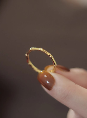 竹节钛钢戒指女小众设计感素圈戒指女时尚个性尾戒独特食指环