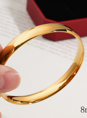 2026年新款钛钢金色轮胎光面手镯时尚简约手环ins风泥鳅背手镯女