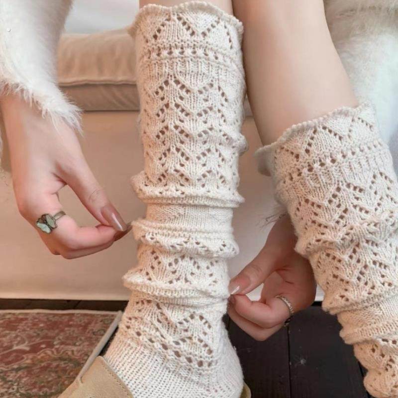 日系覆古堆堆袜子女春秋款保暖羊毛小腿袜韦雪同款针织毛线长筒袜
