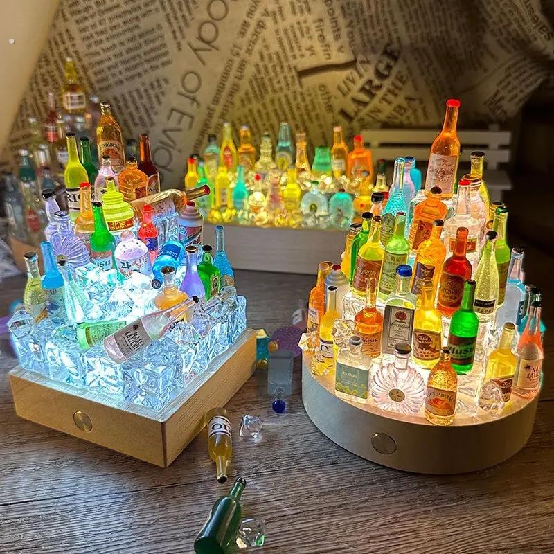 diy迷你小酒瓶城堡小夜灯摆件手工装饰灯送朋友礼物生日啤酒冰块