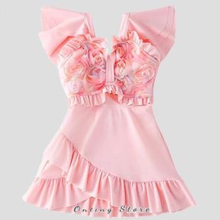 儿童泳衣女童2025新款 中大童女孩裙游泳公主温泉洋气时髦泳装