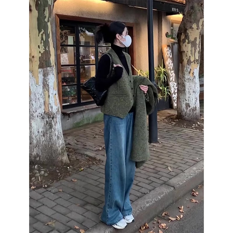 2025年春季新款窄版阔腿牛仔裤女